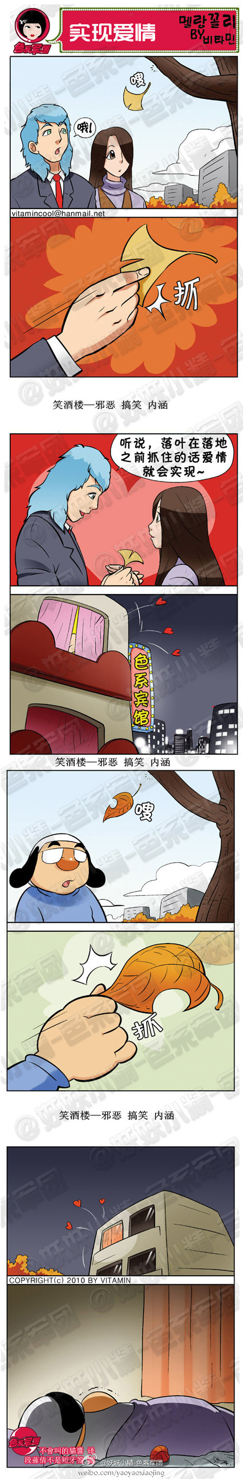 内涵漫画|落叶在落地之前抓住爱情就会实现