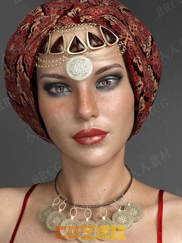 [服装首饰] 女性民族风时尚珠宝头饰配件3D模型合集
