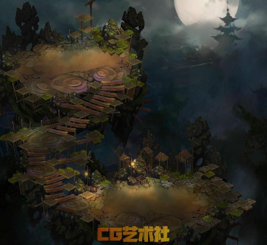 【游戏CG】多种多样的手绘风格，中国风2.5D地图场景游戏美术资源素材
