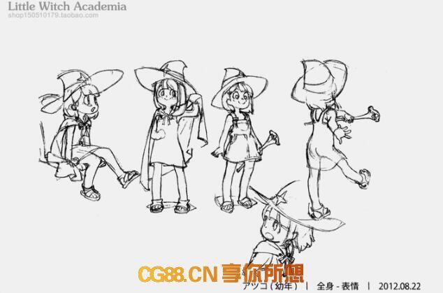 【原画资源】小魔女学园 人物三视图 官方线稿高清设计资源