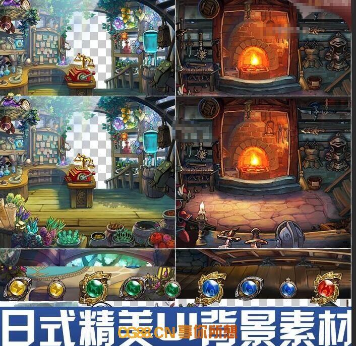 日式王道RPG 图标UI素材 卡通Q版场景背景界面游戏素材