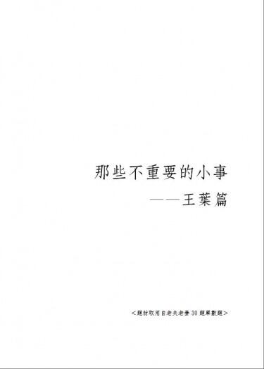 ［全職高手］那些不重要的小事——王葉篇