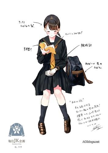 每周都有不同款的 JK 少女，画师和遥キナ「每日 JK 企划」动画化决定